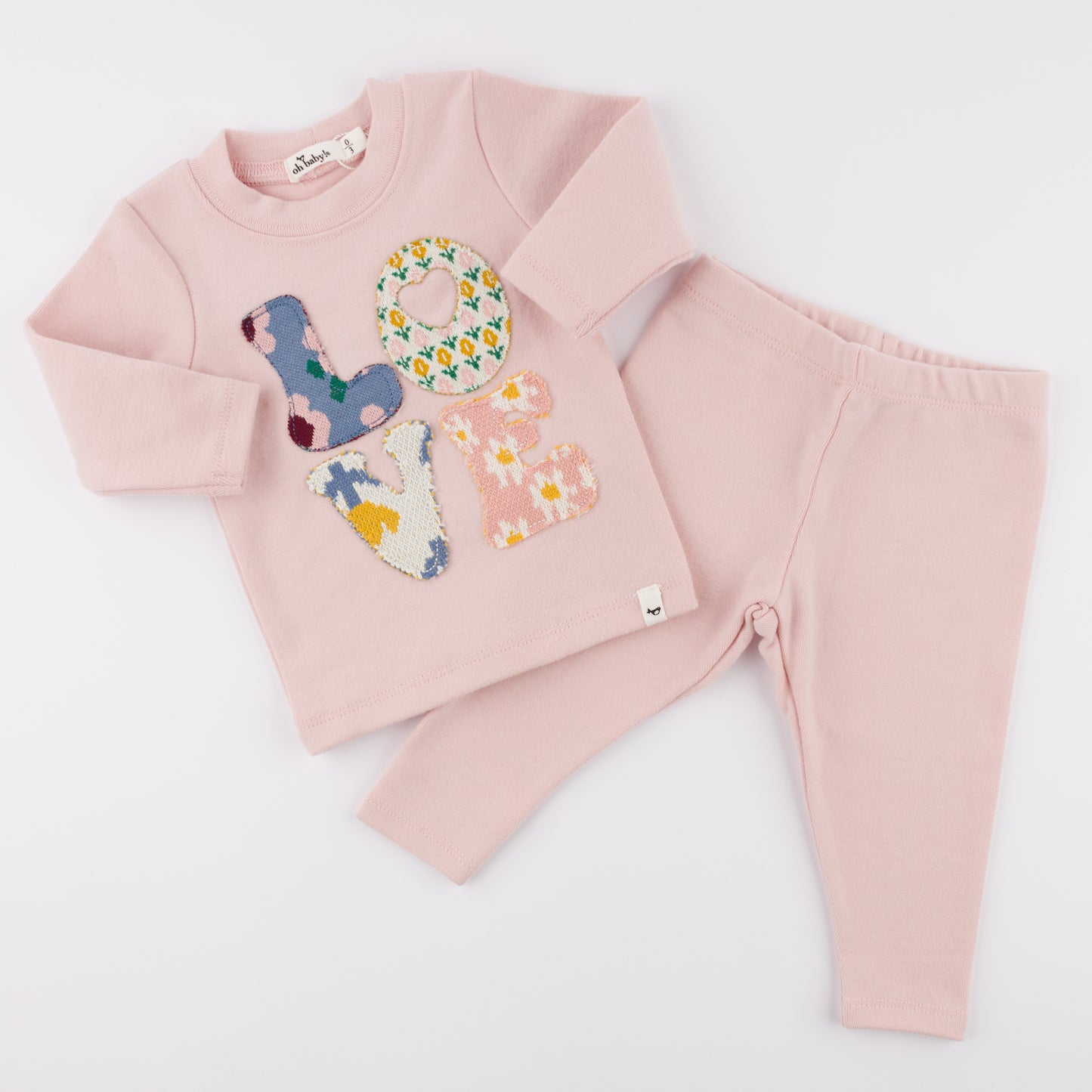 Quilted LOVE Stacked Applique L/S 2pc Set