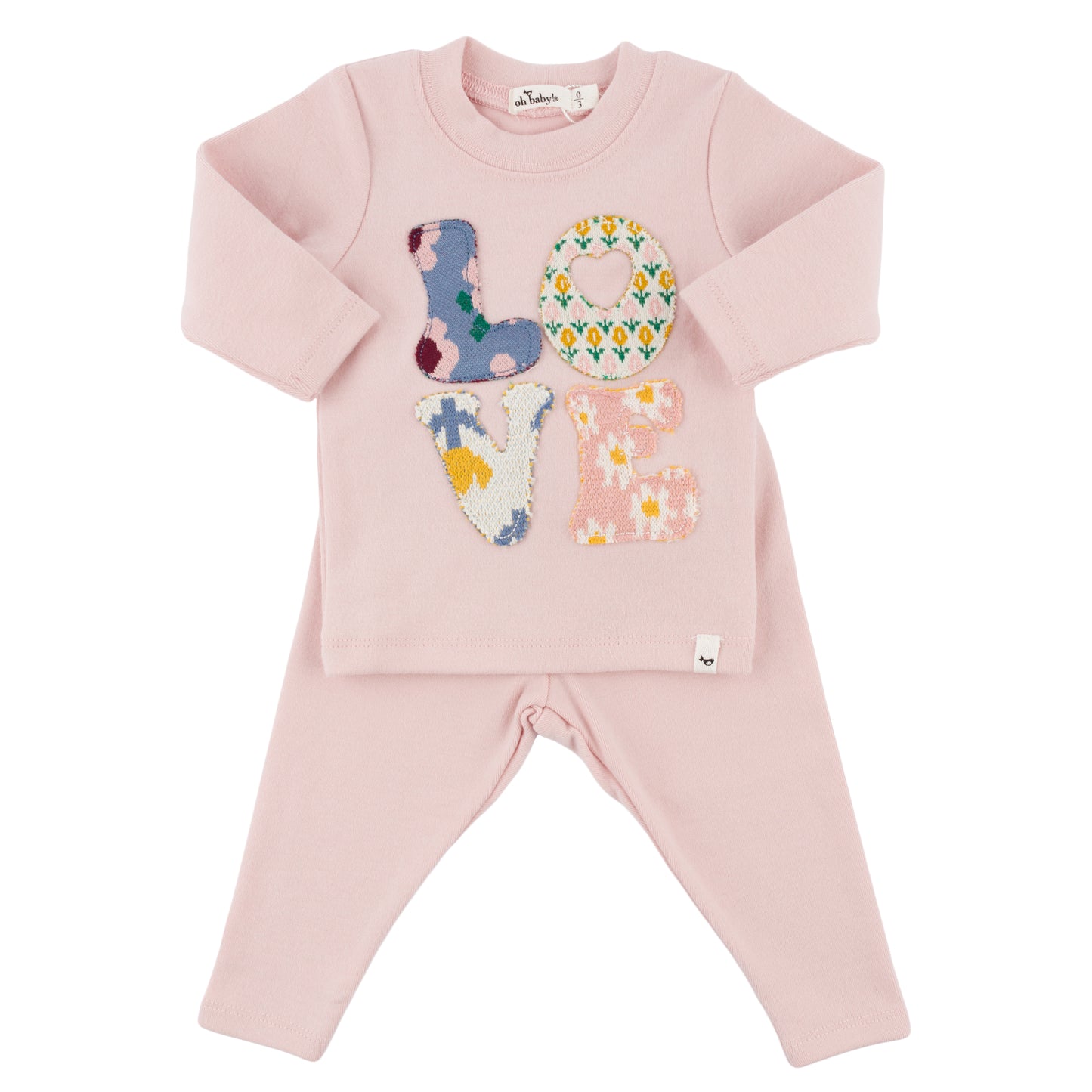 Quilted LOVE Stacked Applique L/S 2pc Set