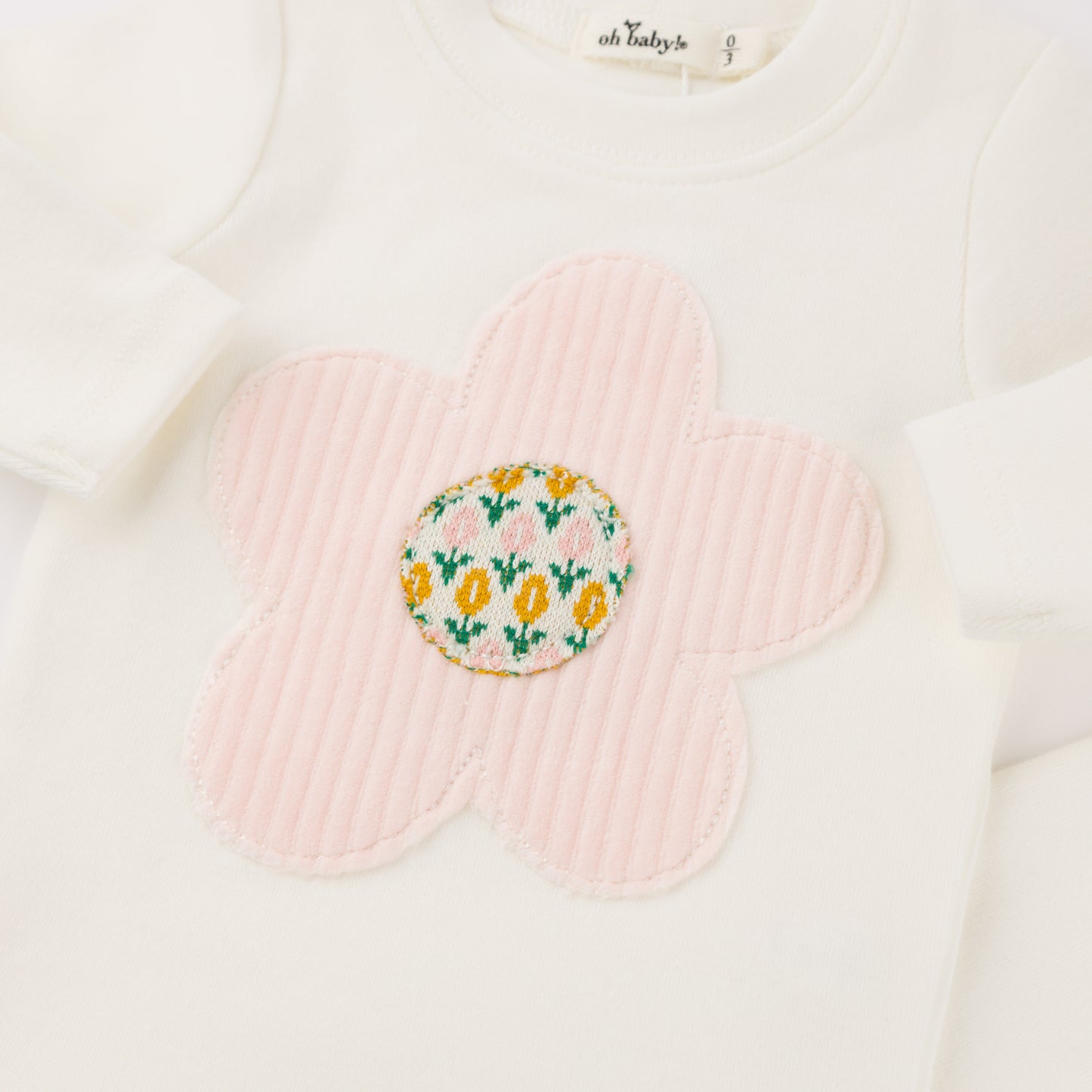 Quilted Flower Applique L/S 2pc Set