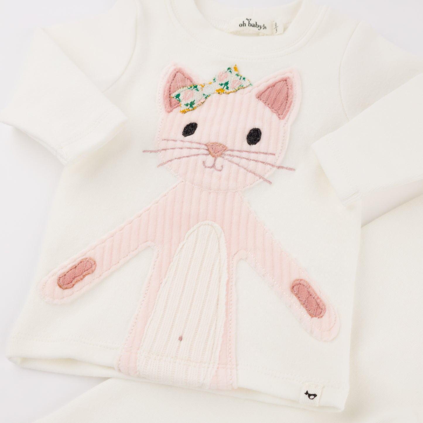 Quilted Kitty Applique L/S 2pc Set