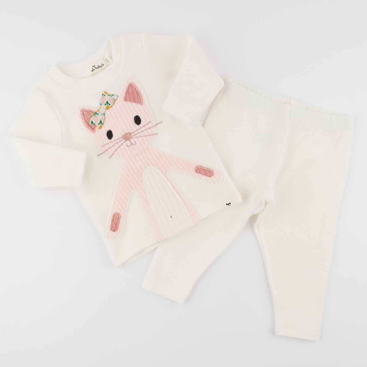 Quilted Kitty Applique L/S 2pc Set