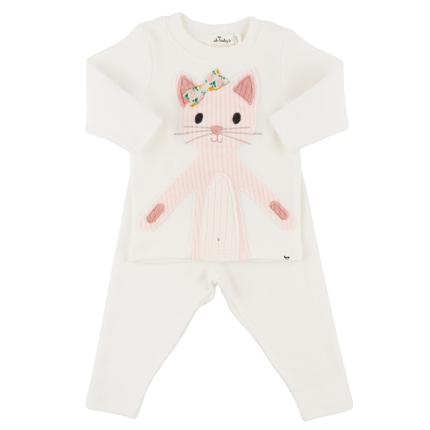 Quilted Kitty Applique L/S 2pc Set
