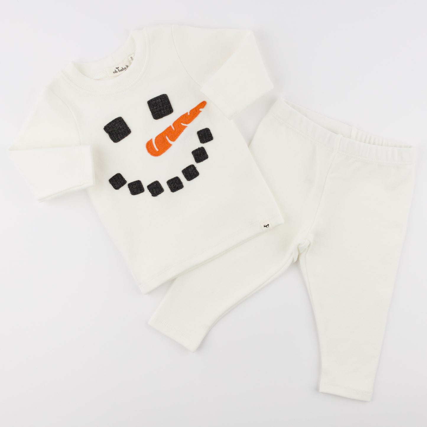 Snowman Face Applique L/S 2pc Set