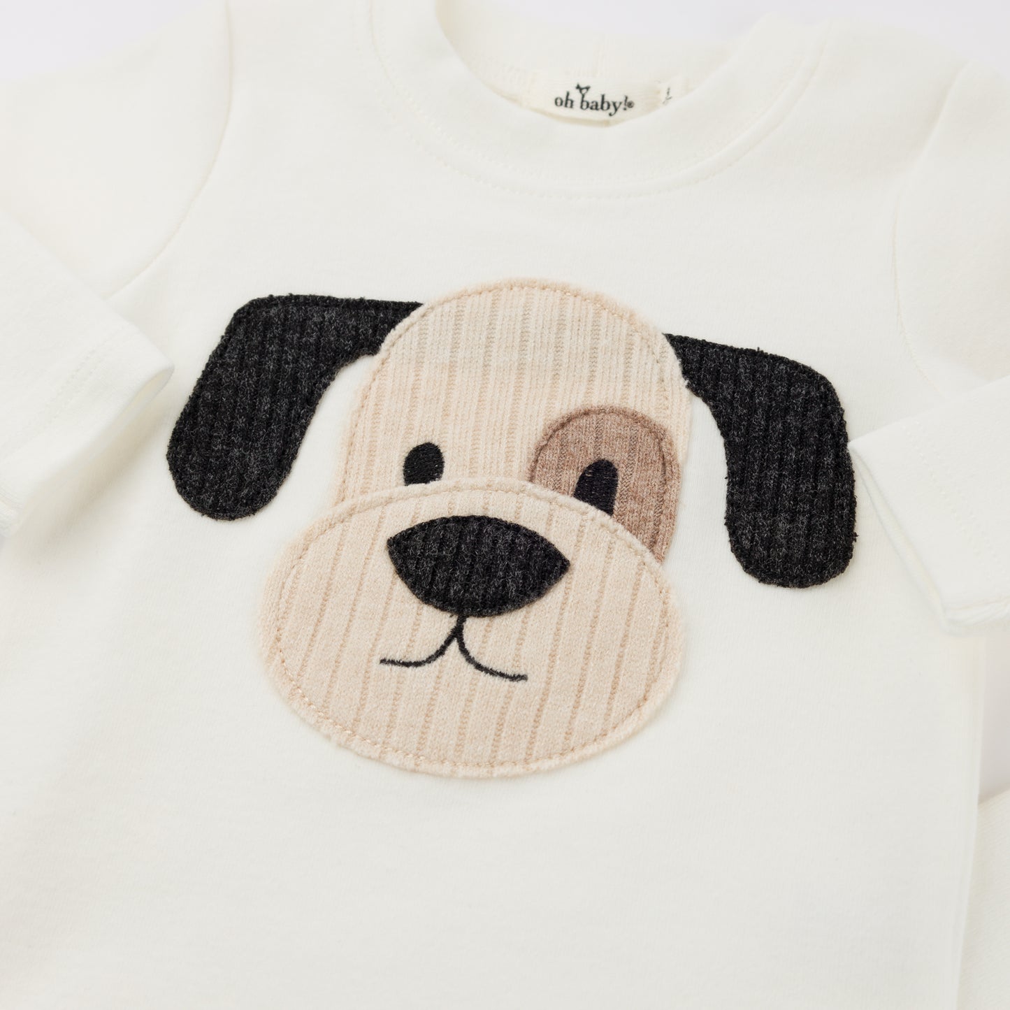 Puppy Face Applique L/S 2pc Set
