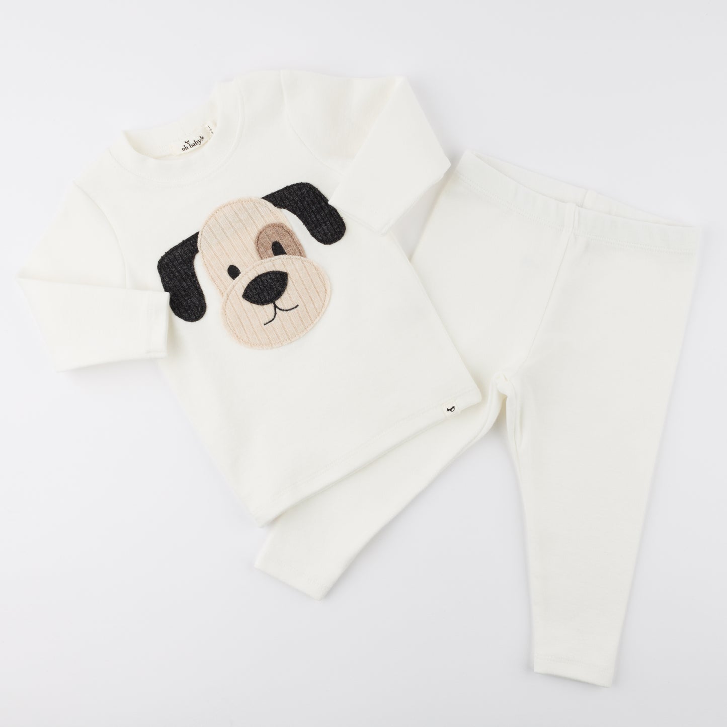Puppy Face Applique L/S 2pc Set