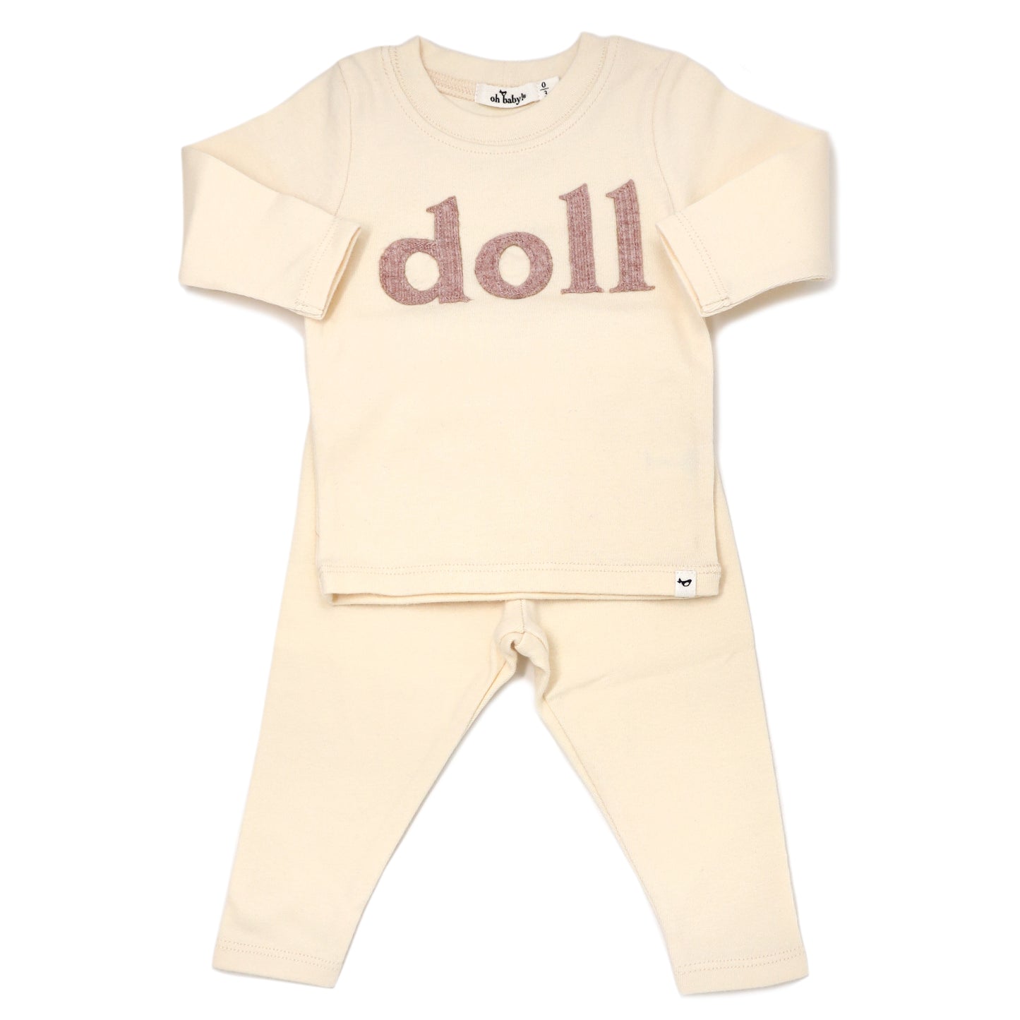 "doll" Ribbed Applique LS 2pc Set