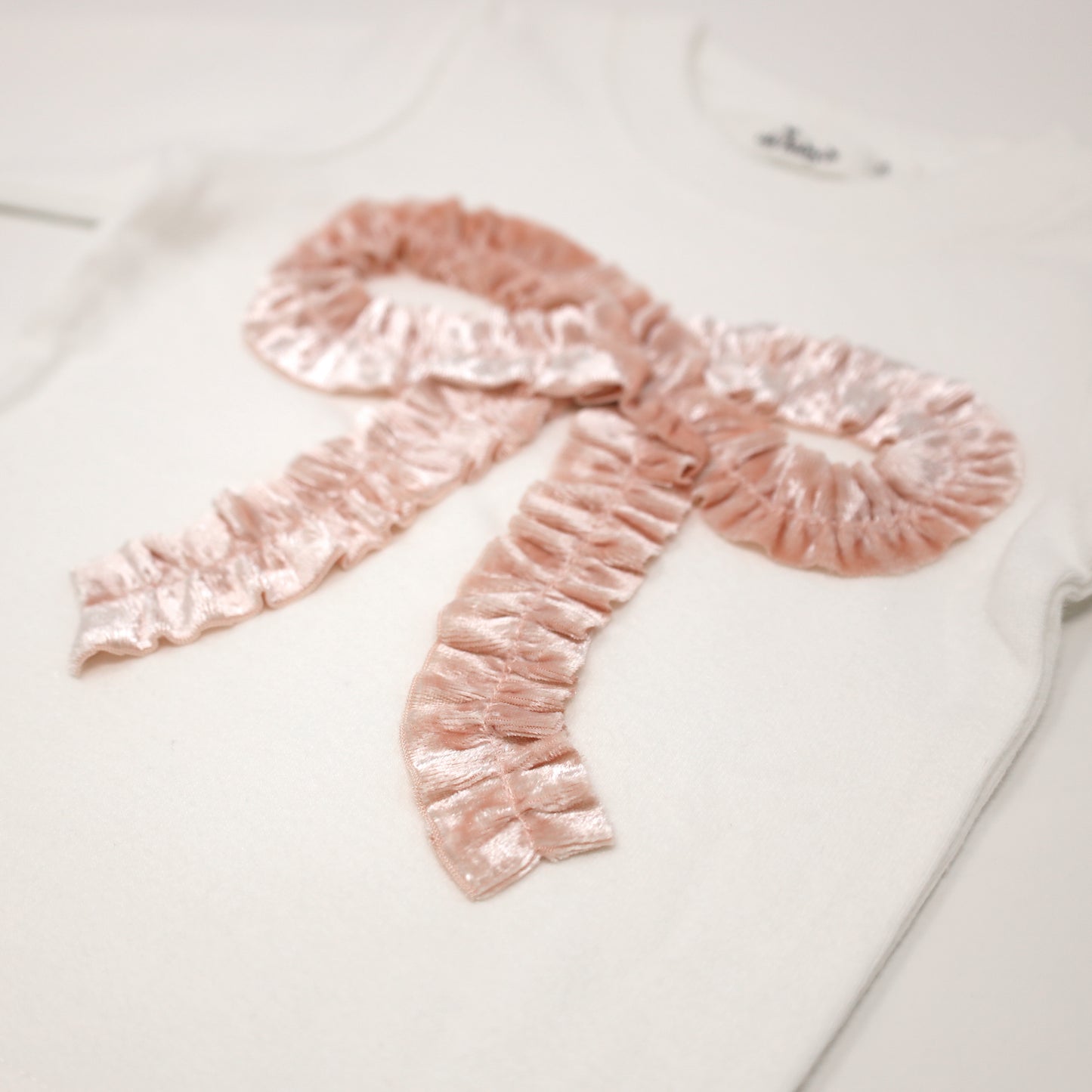 Velvet Ruffle Bow Pink LS Ruffle Bottom 2pc Set