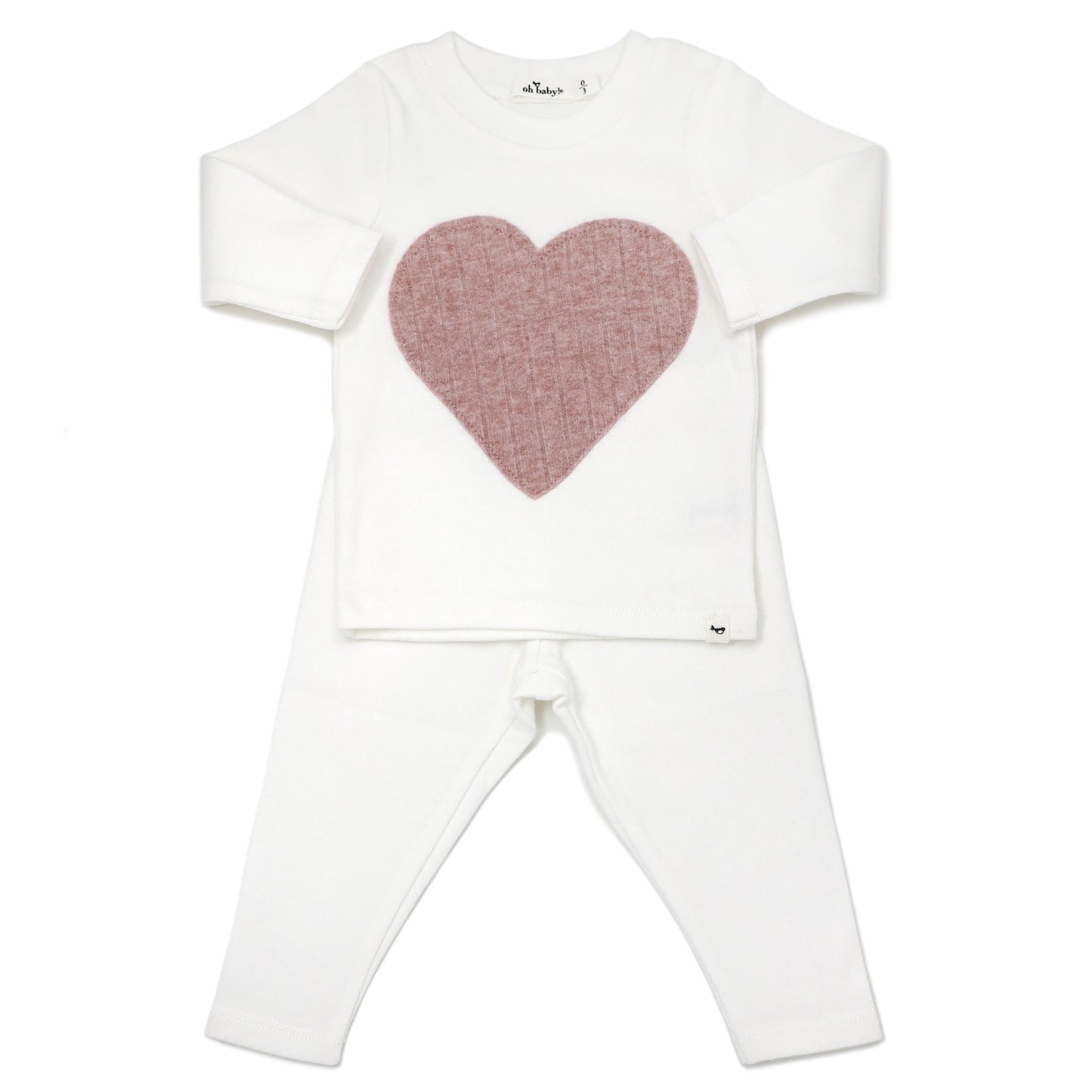 Ribbed Blush Heart LS 2pc Set