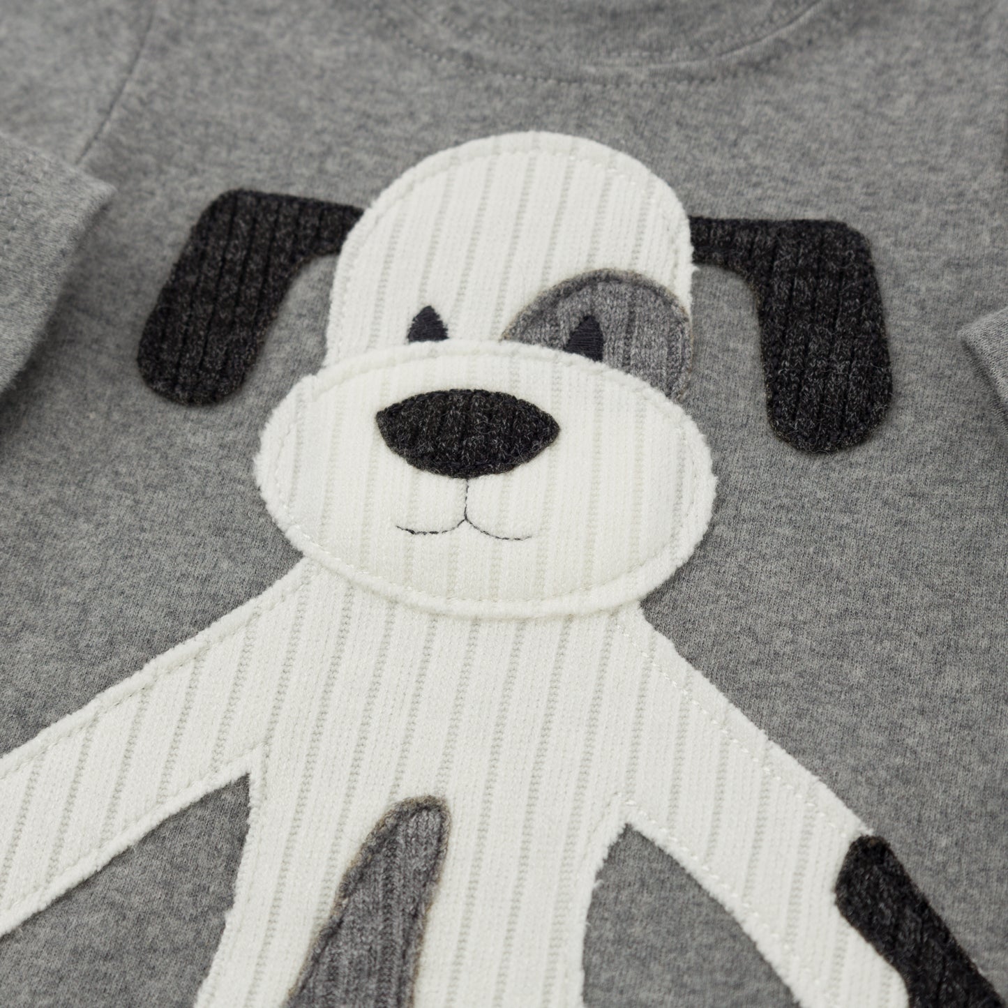 Large Cream Puppy Applique L/S 2pc Set