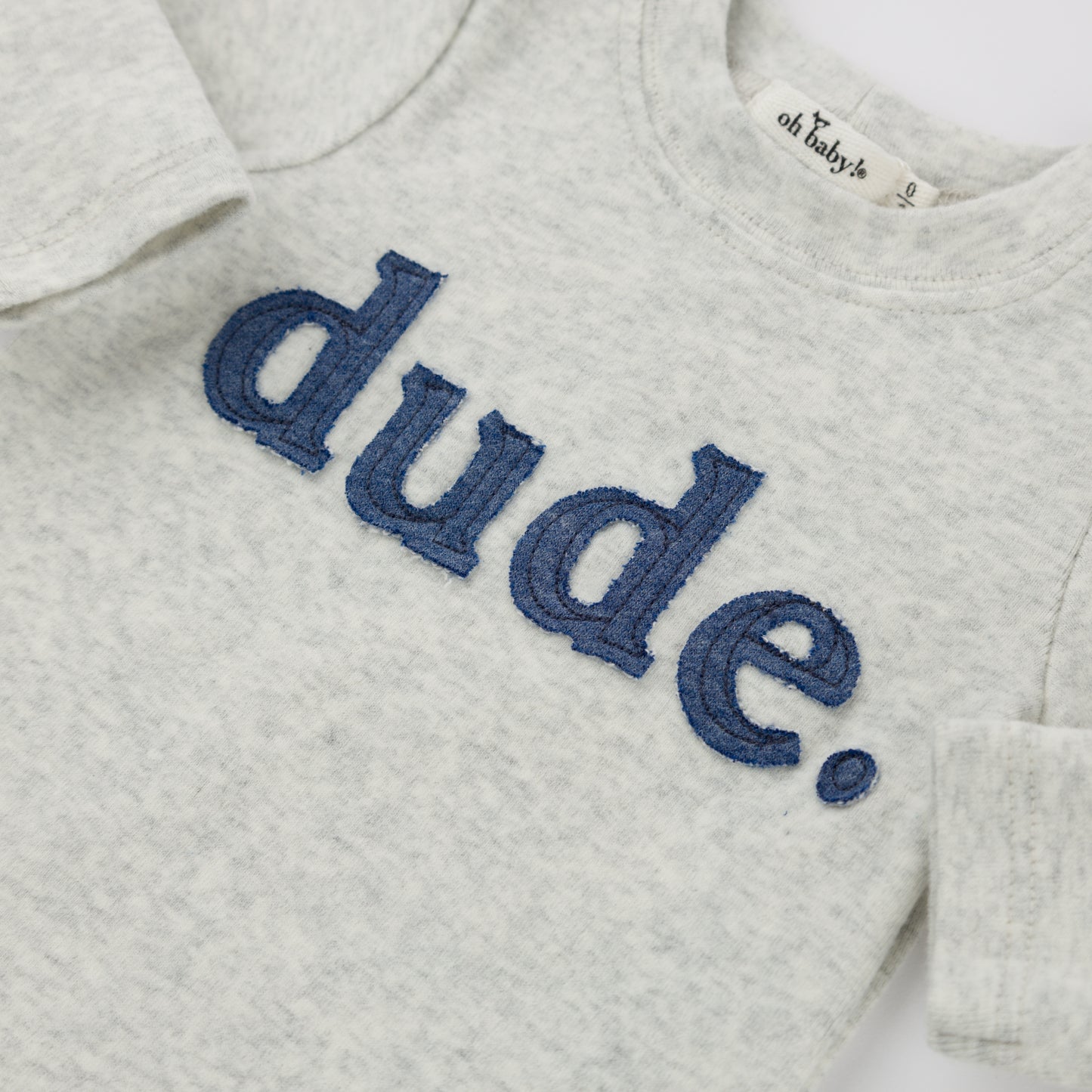 Denim "dude" Ribbed Applique L/S 2pc Set