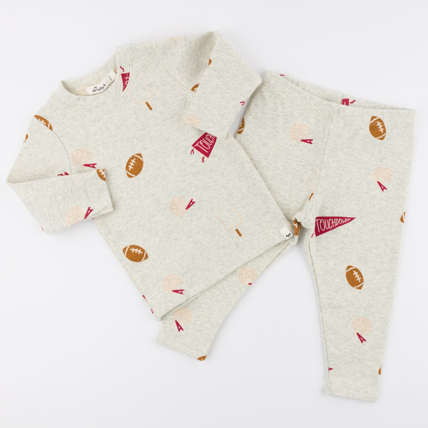 Football Print L/S 2pc Set