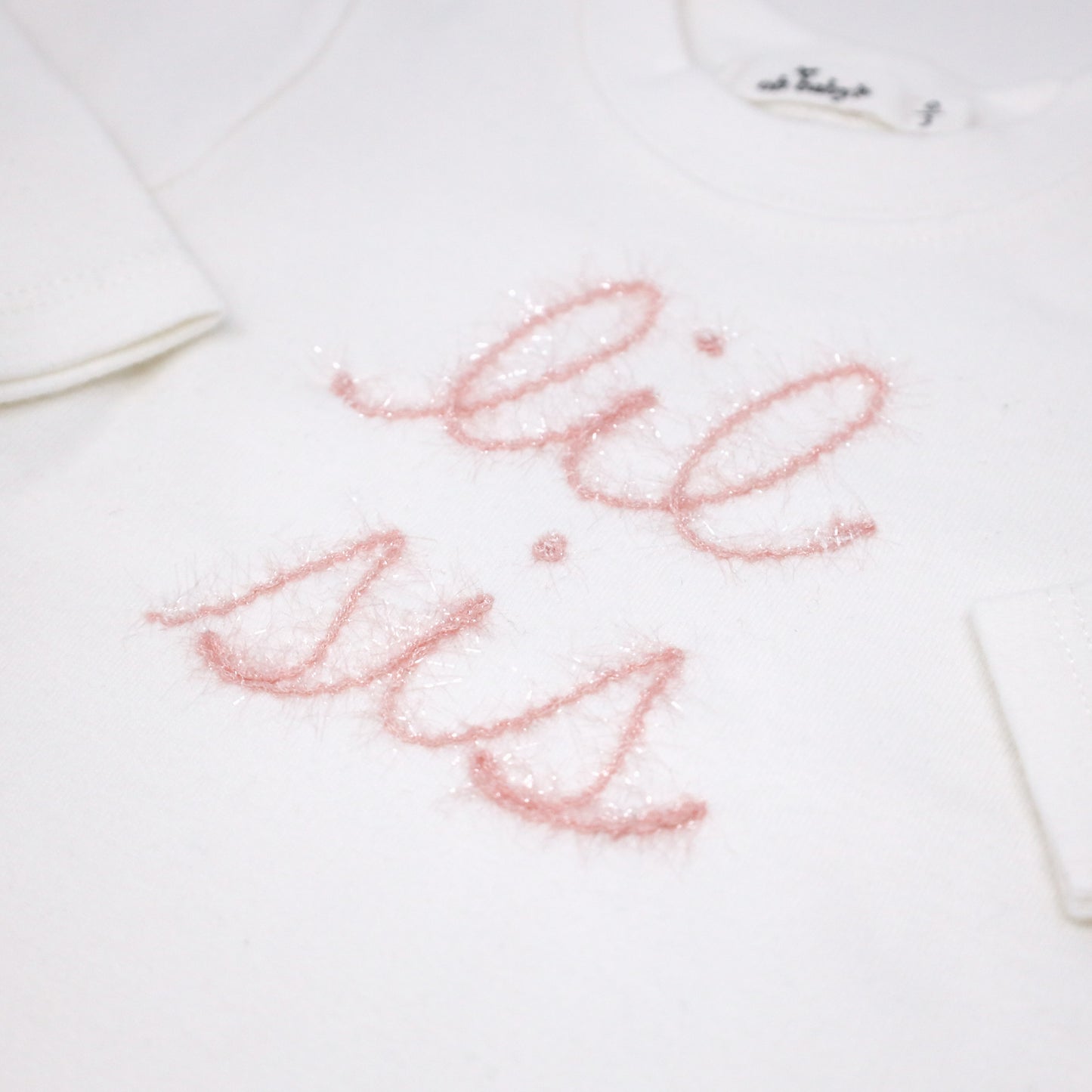 "lil sis" Pink Sparkle Embroidered 2PC Set