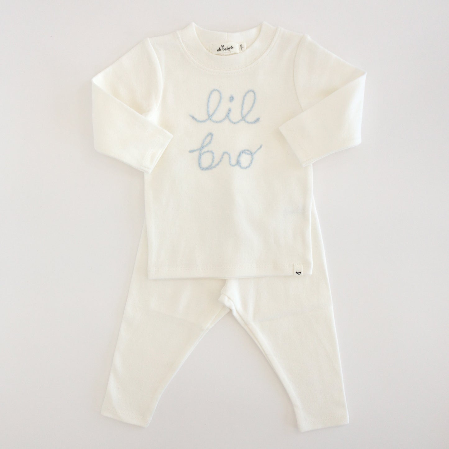 "lil bro" Sky Blue Embroidered 2PC Set