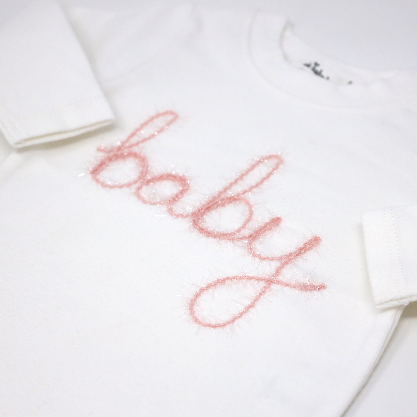 "Baby" Pink Sparkle Embroidered 2PC Set