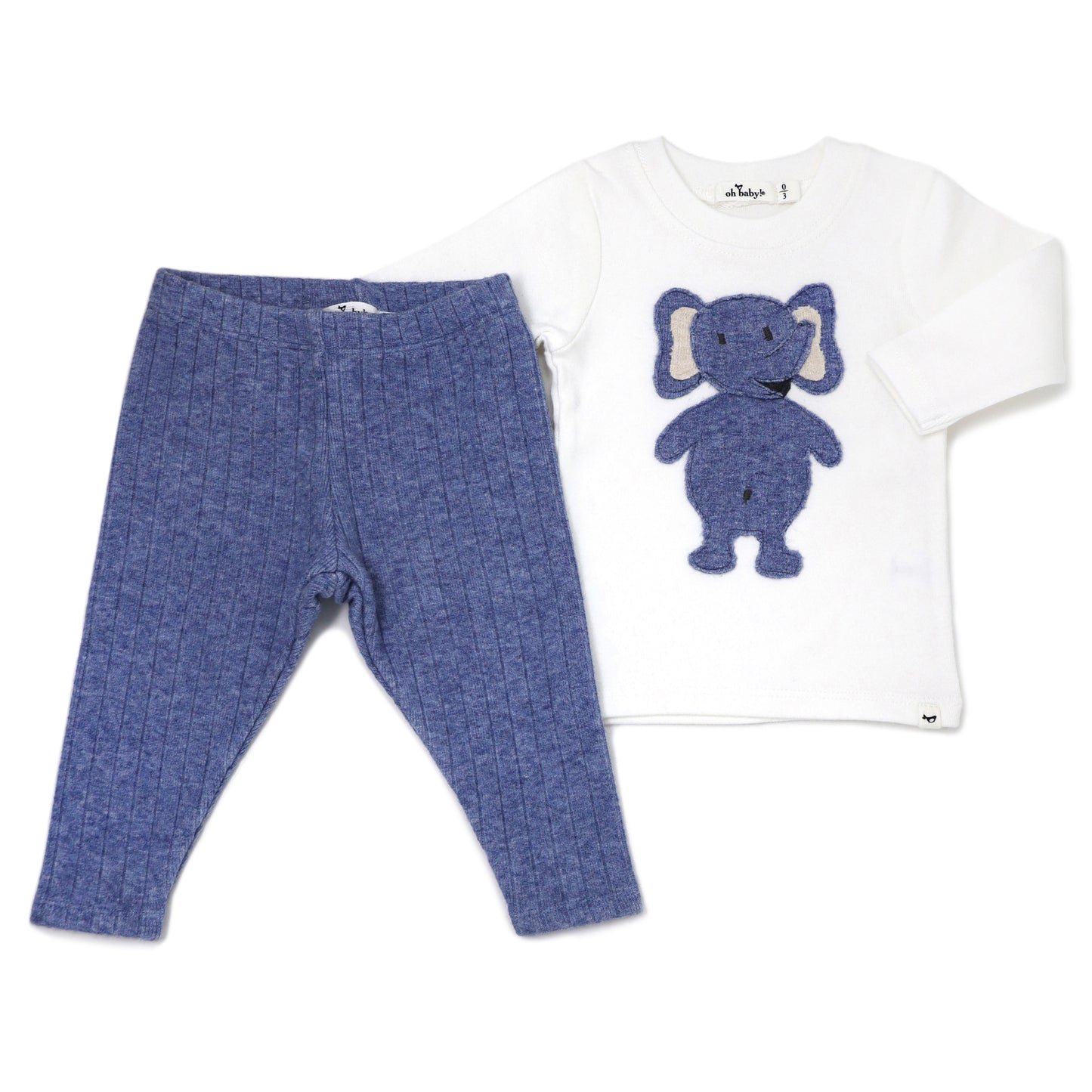 Ragdoll Elephant LS Cream Tee Mixed 2pc Set