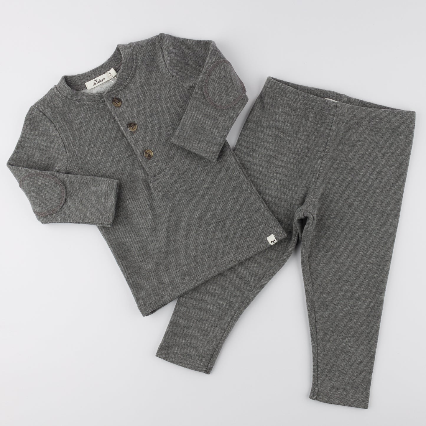 Mini Honeycomb Henley Elbow Patch 2pc Set