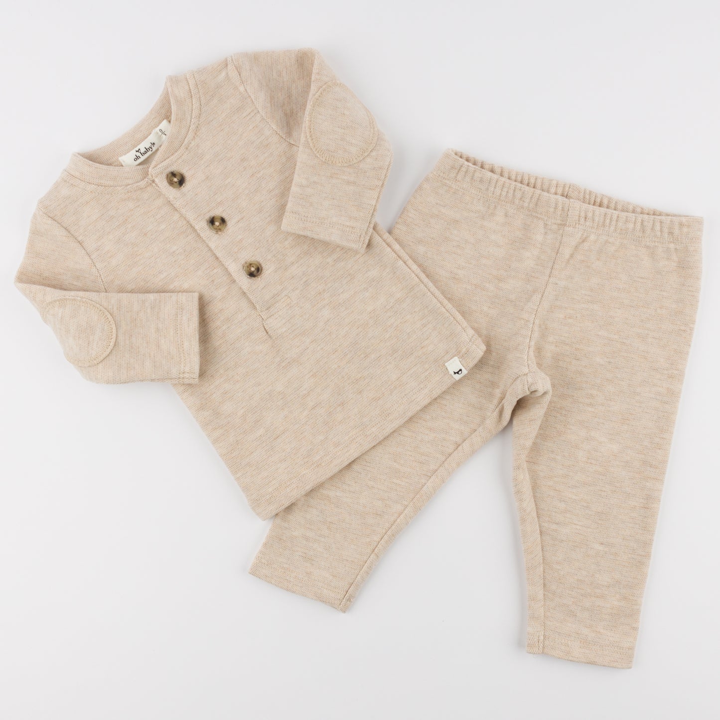 Mini Honeycomb Henley Elbow Patch 2pc Set