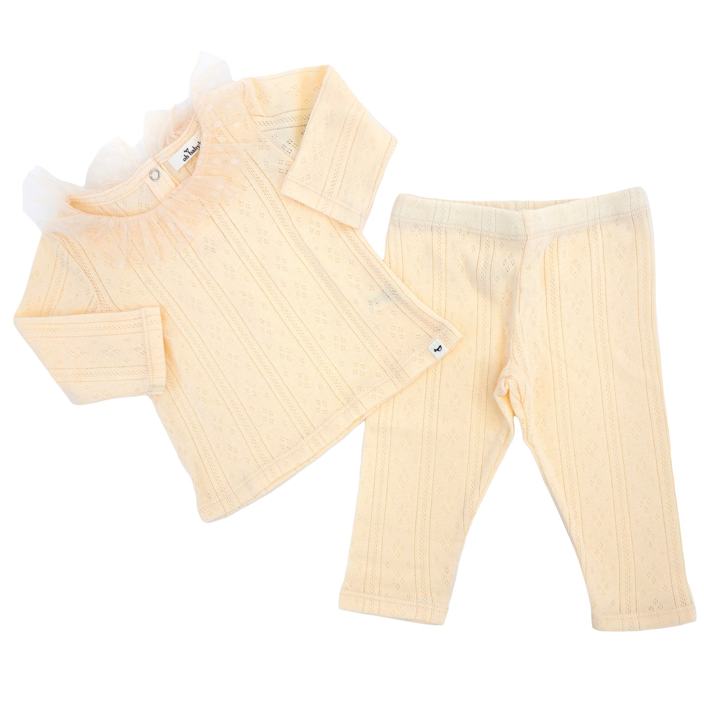 Pointelle Dotted Mesh Collar 2pc Set
