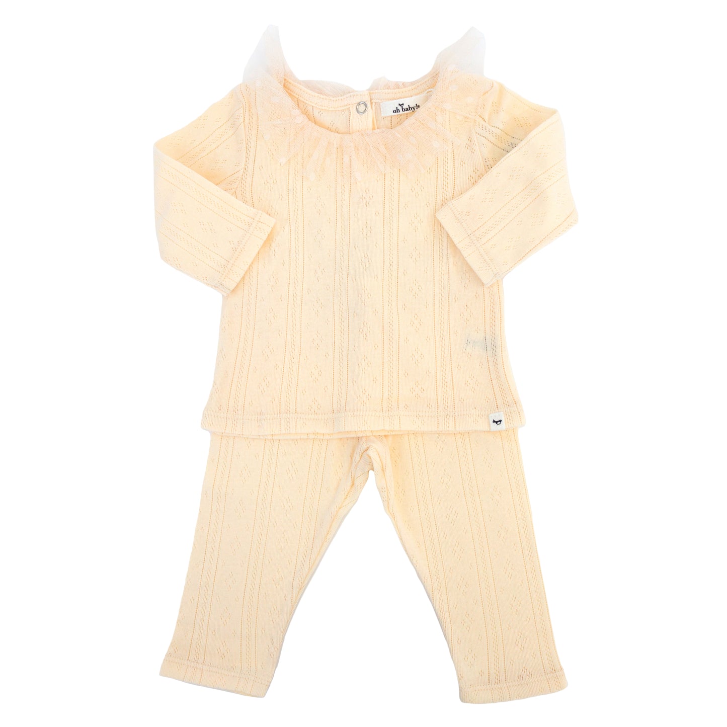 Pointelle Dotted Mesh Collar 2pc Set