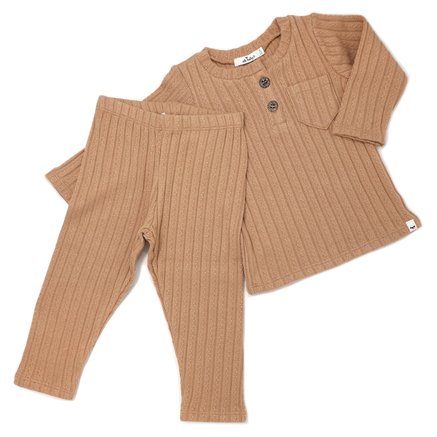 Cable Pocket Henley 2pc Set