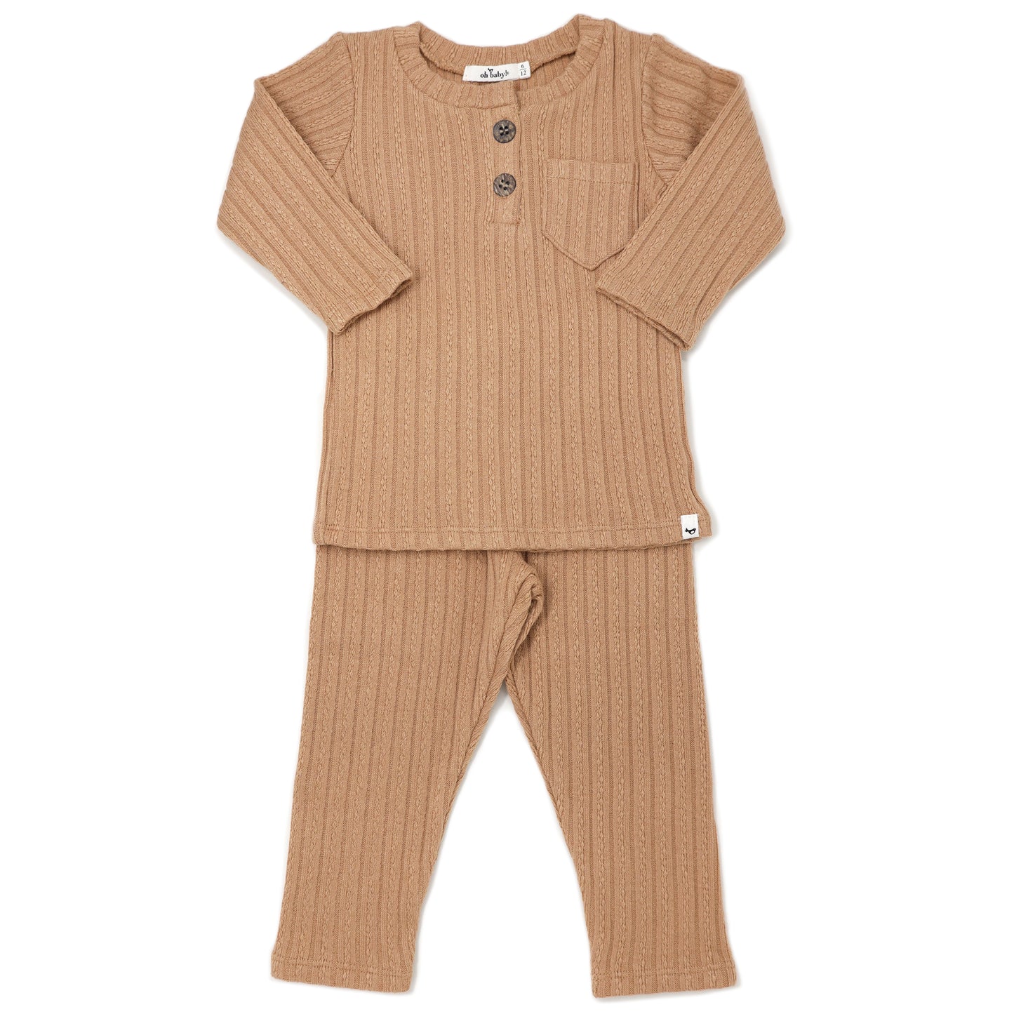 Cable Pocket Henley 2pc Set