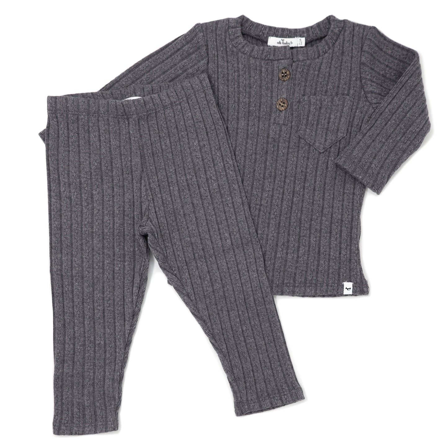 Cable Pocket Henley 2pc Set