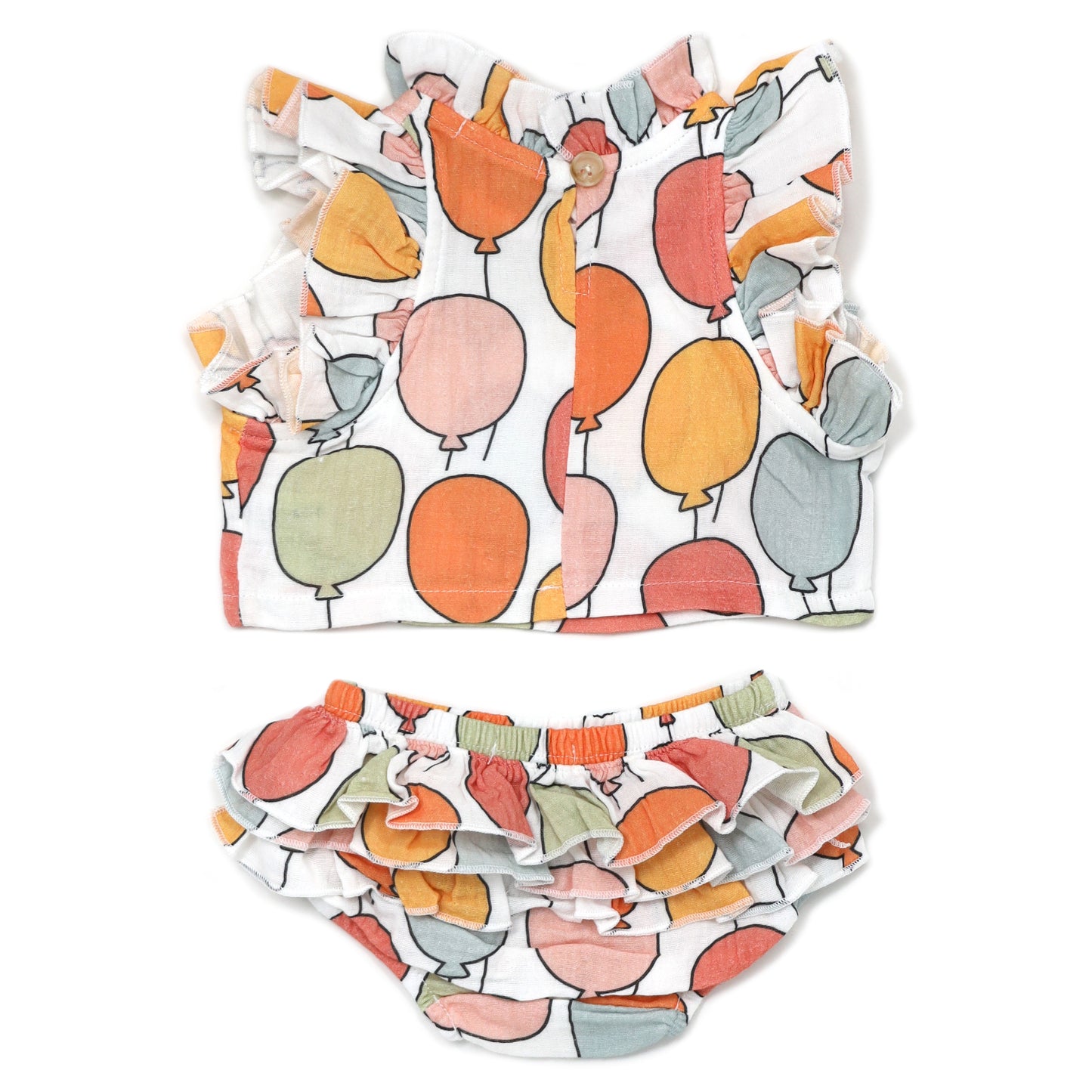 Balloon Print Gauze Lola Top Ruffle Tushie Set