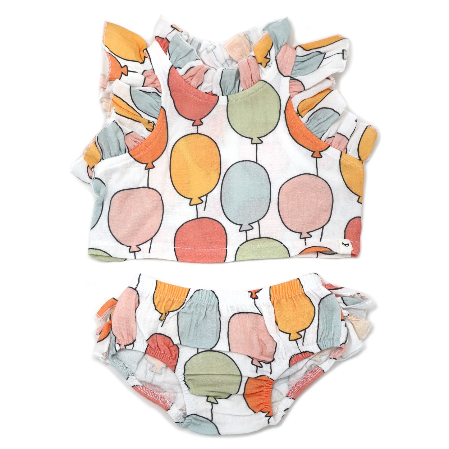 Balloon Print Gauze Lola Top Ruffle Tushie Set