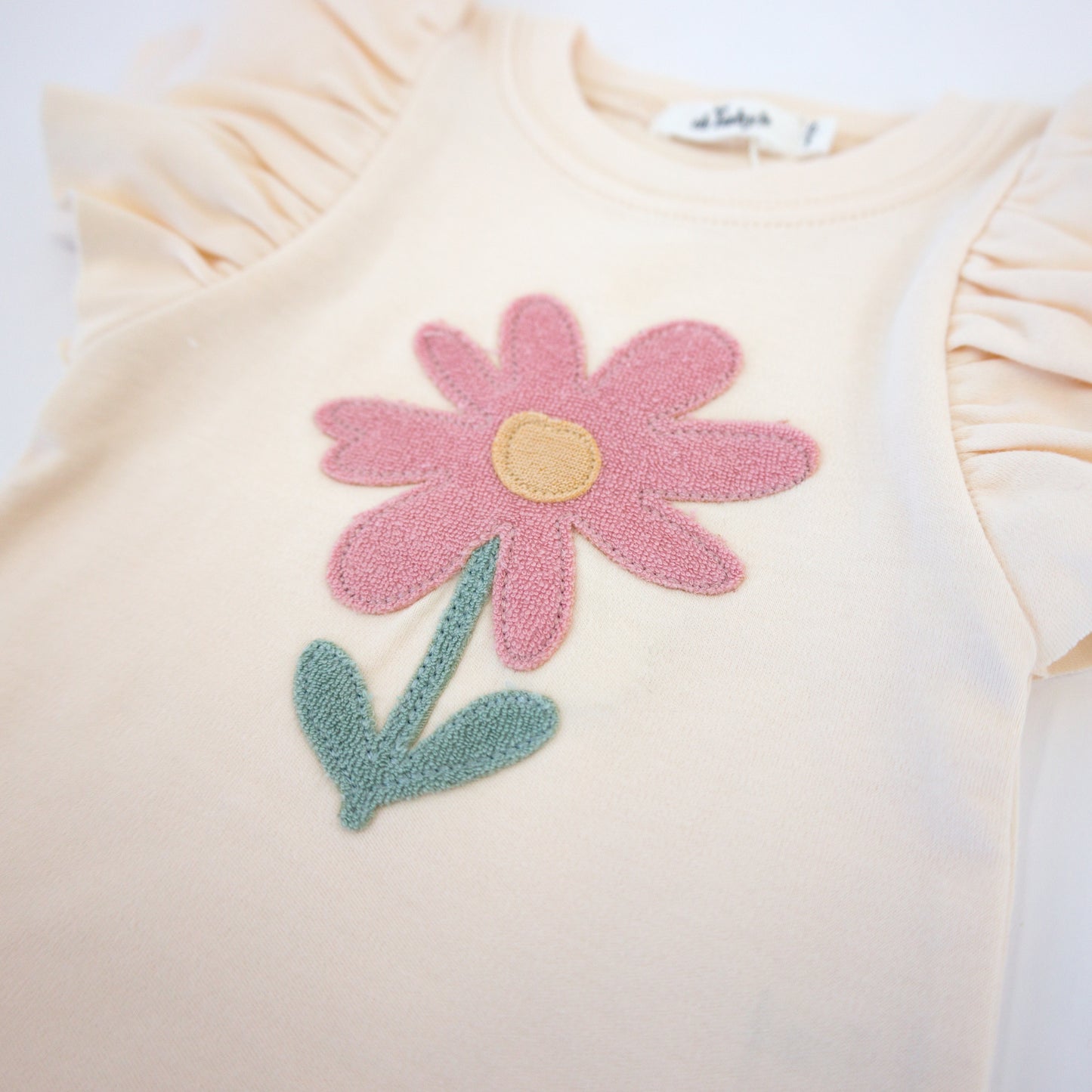 Blush Daisy Terry Appl BF SS Tee Tushie Set