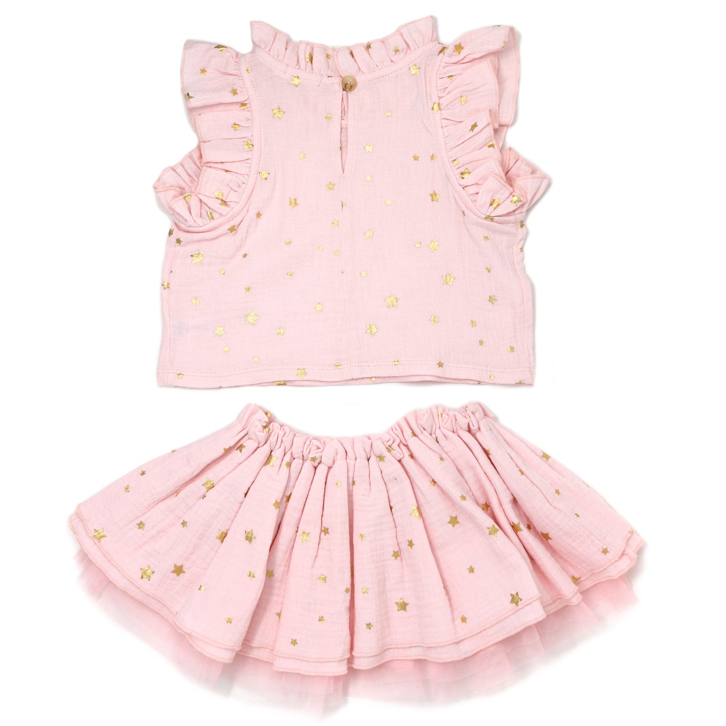Mini Gold Stars Gauze Lola Top Tutu Skirt Set