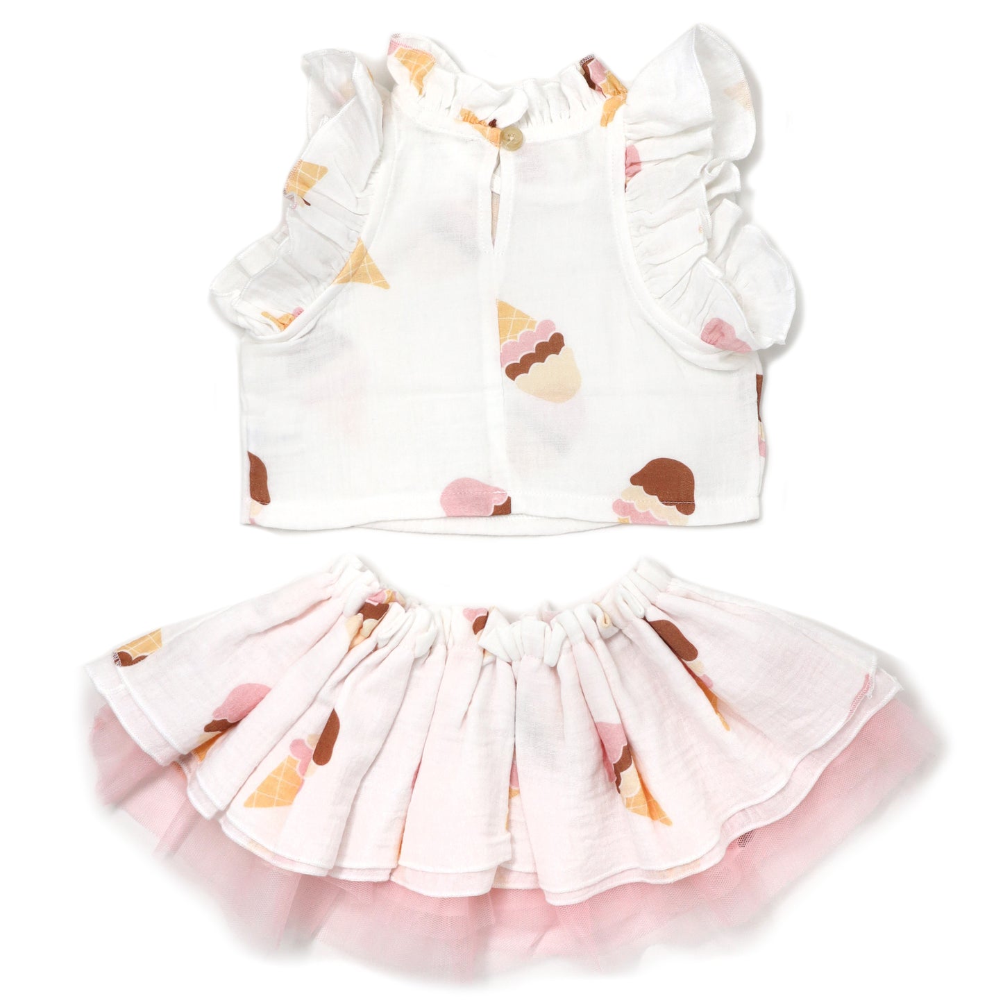Ice Cream Cone Gauze Lola Top Tutu Skirt Set