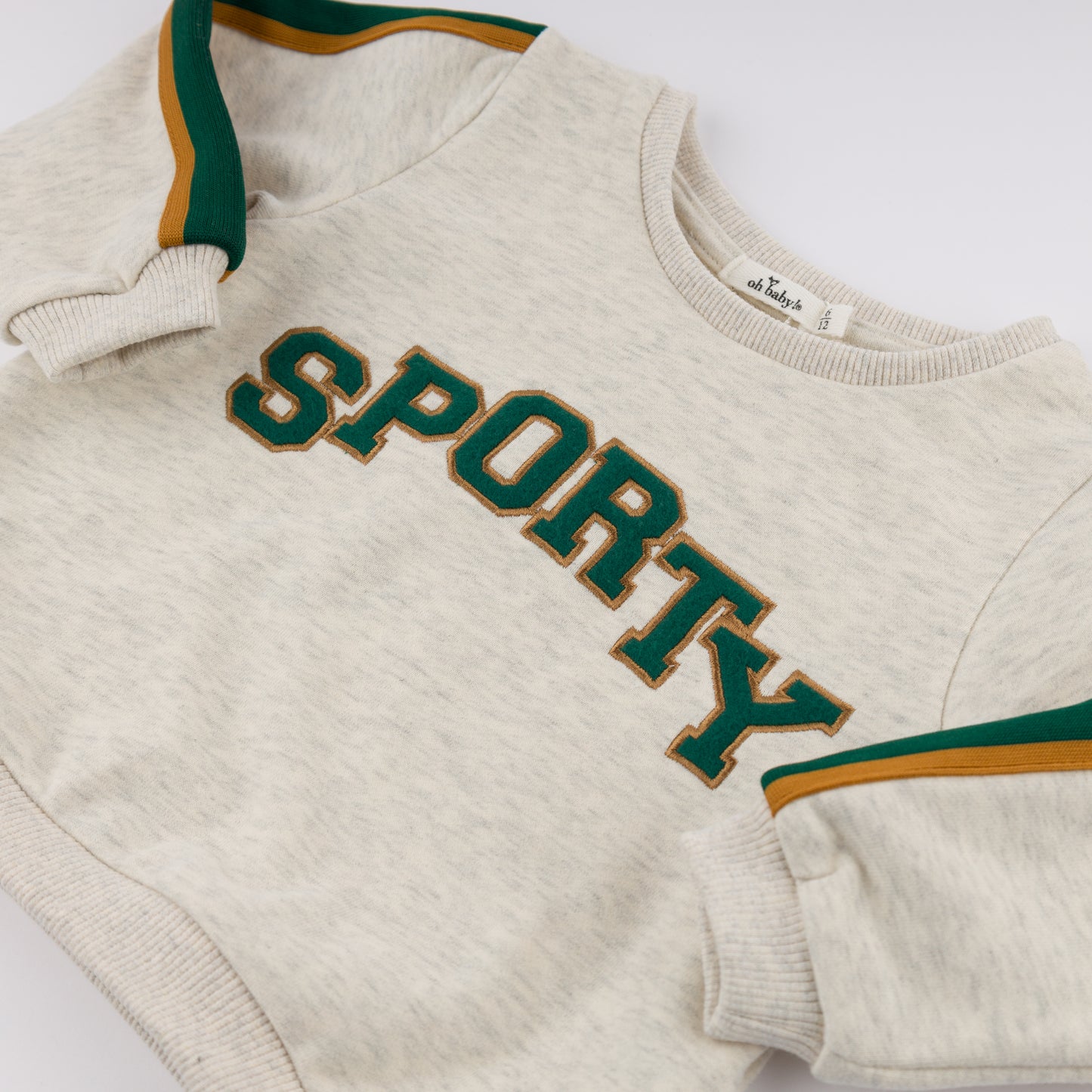 "SPORTY" Appl Striped Sleeve Boxy w/Striped Jogger