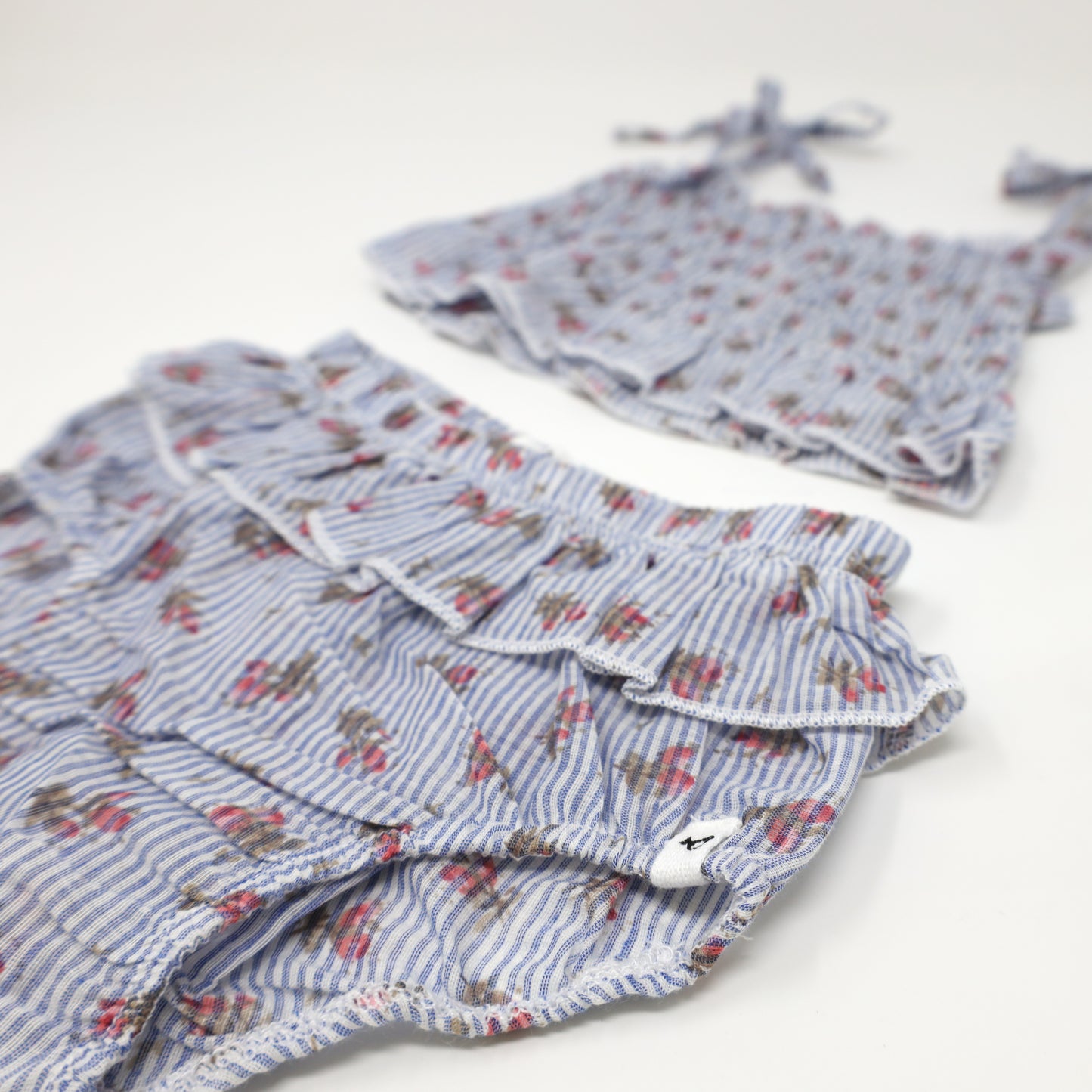 Stripe with Roses Woven Sunsuit Set