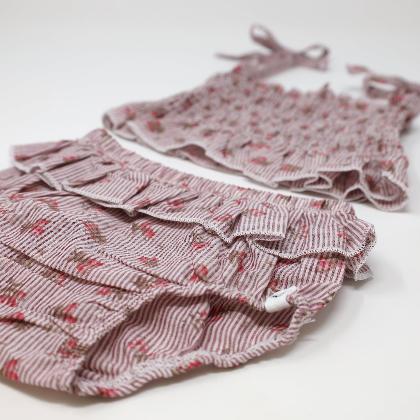Stripe with Roses Woven Sunsuit Set