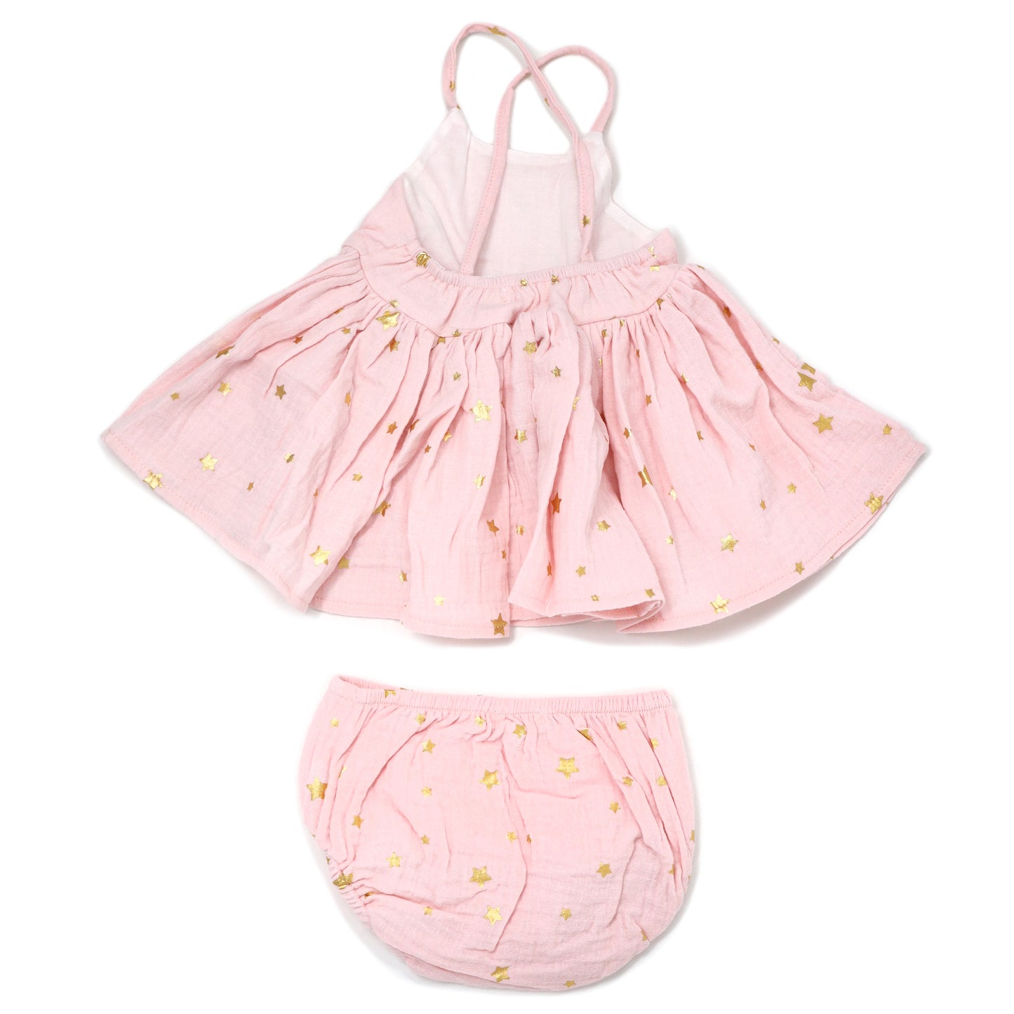 Mini Gold Stars Gauze Party Dress (Panty to 2-3)