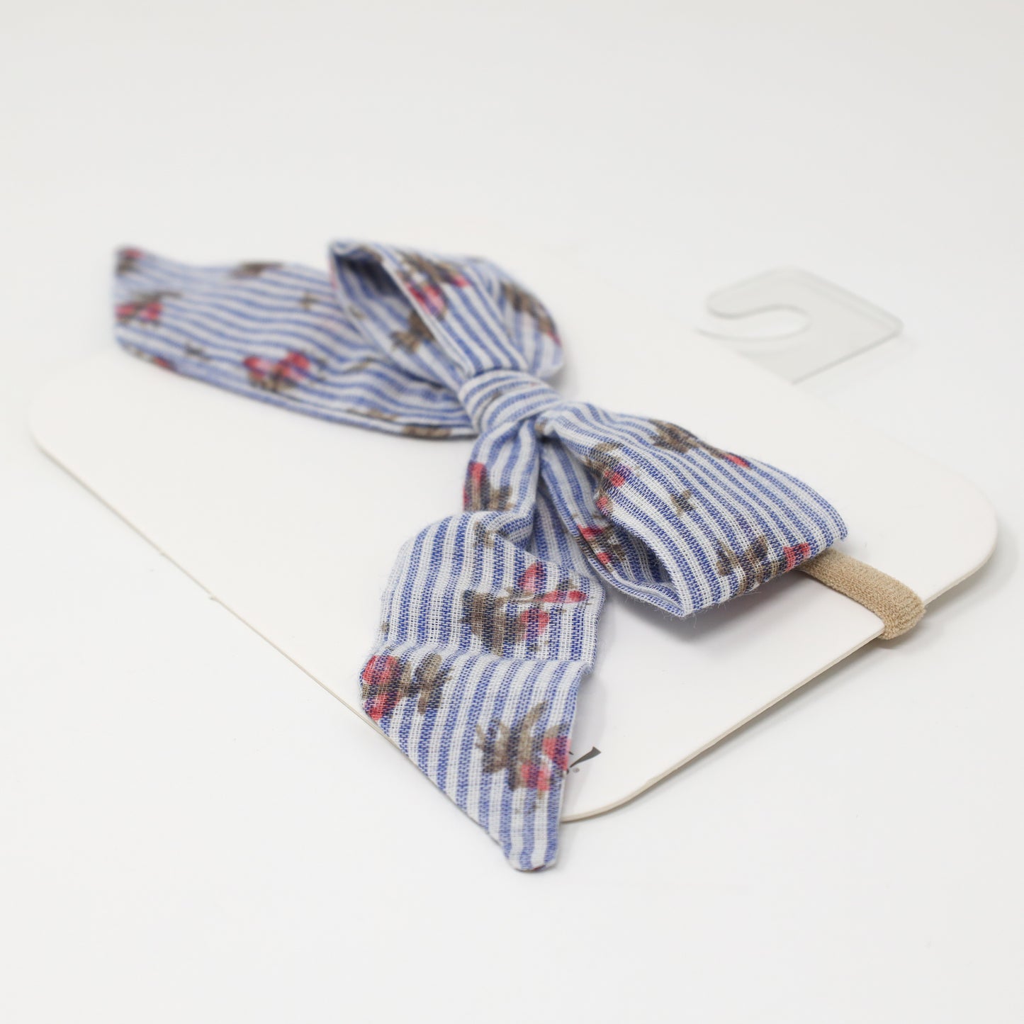 Stripe with Roses Woven Tie Bow Headband