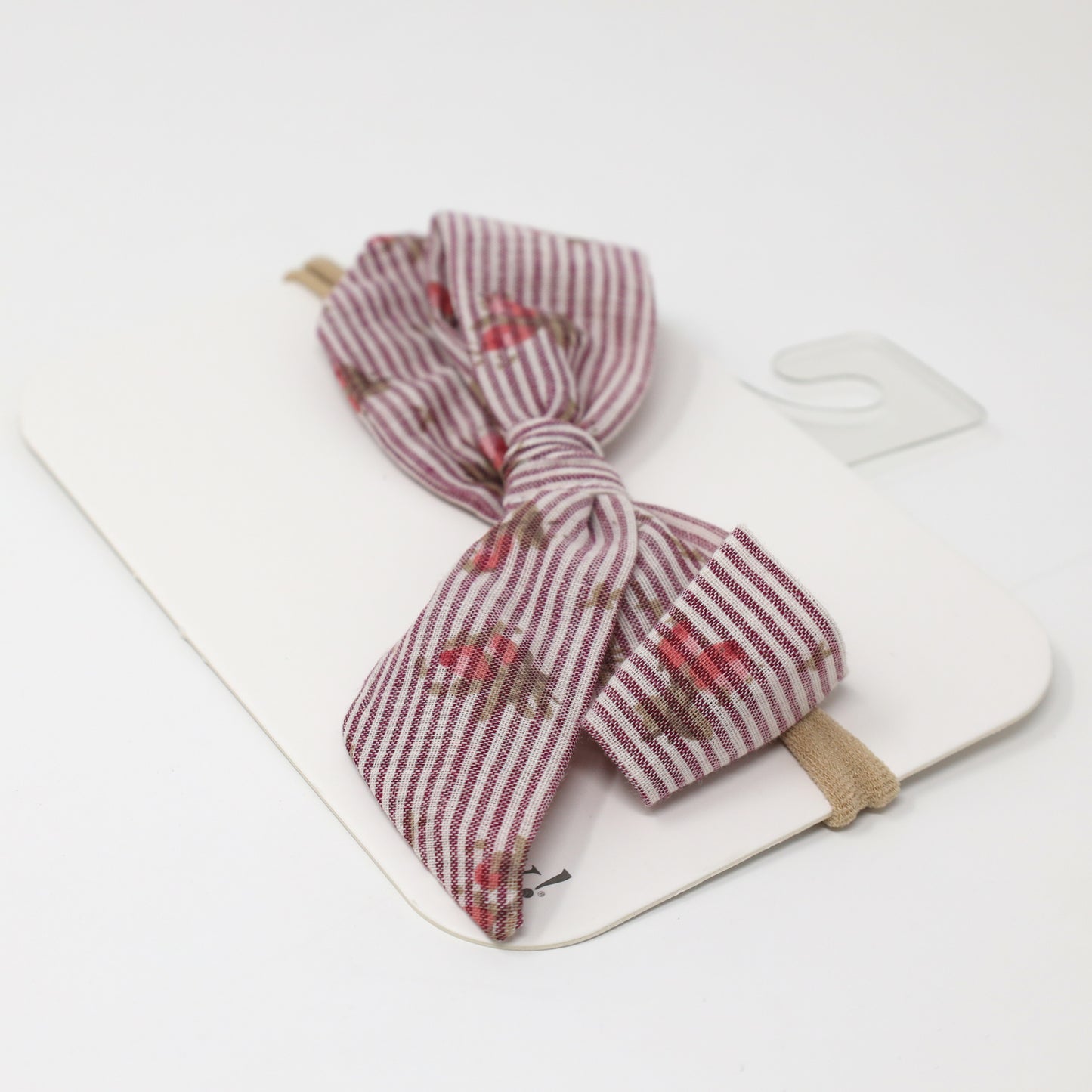 Stripe with Roses Woven Tie Bow Headband