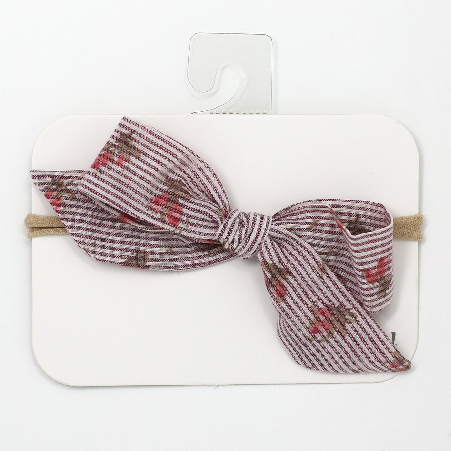 Stripe with Roses Woven Tie Bow Headband