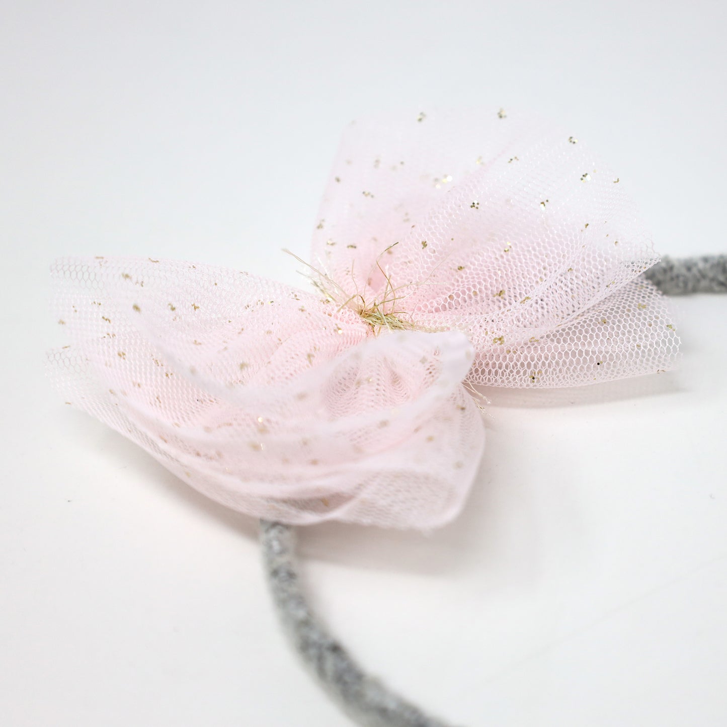 Lt Pink/Gold Glinda Bow Yarn Headband