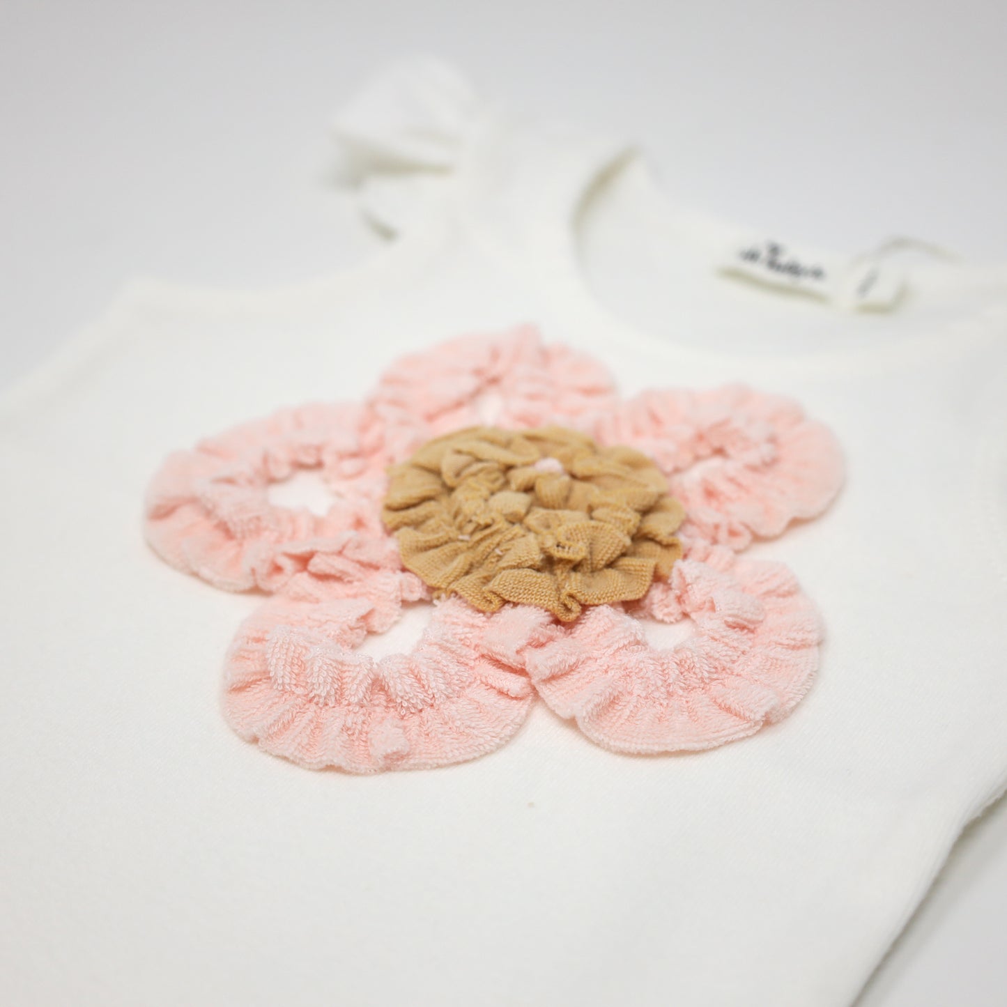 Ruffle Flower Appl Baby Rib Flutter Sleeve Tank