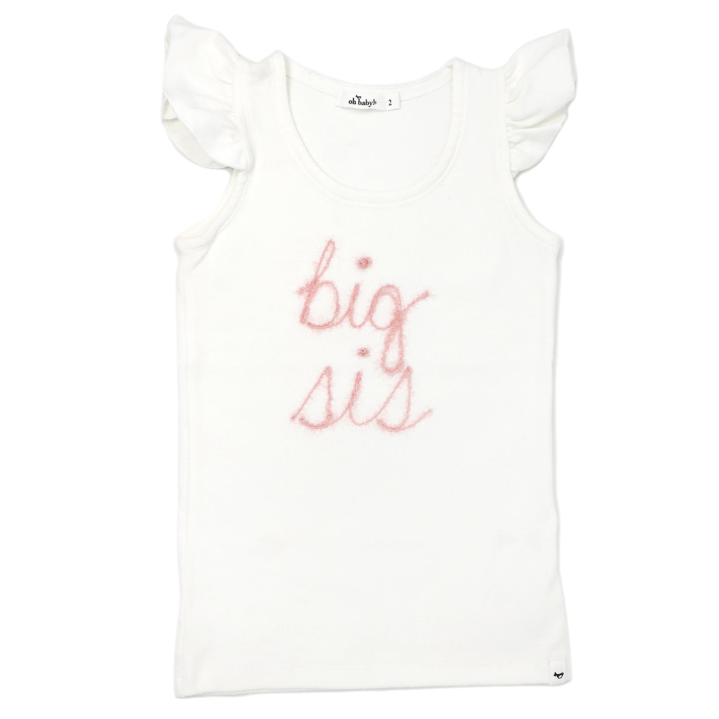 "big sis" Pink Embroidered Cotton Baby Rib FS Tank