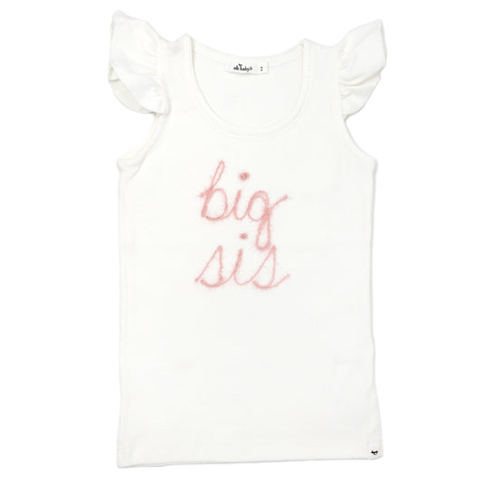 "big sis" Pink Embroidered Cotton Baby Rib FS Tank