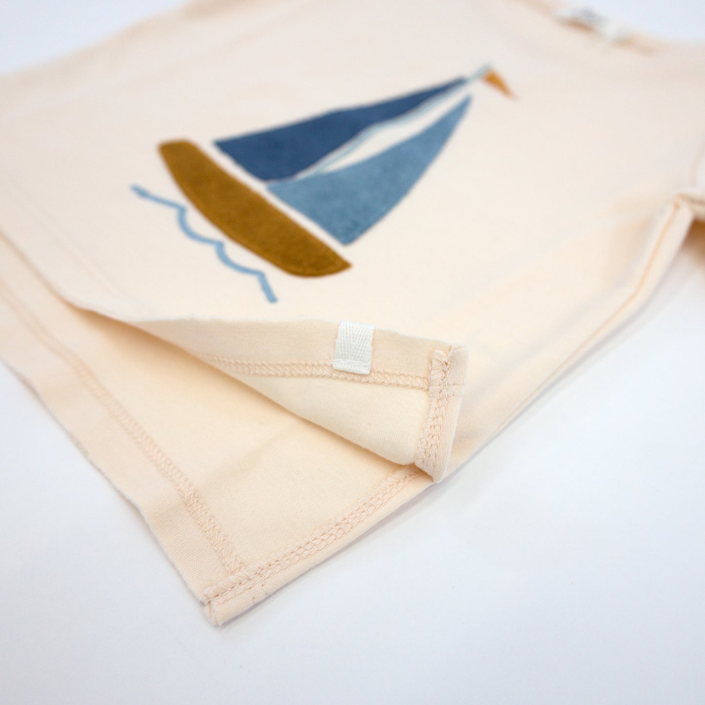Denim Sailboat Terry Applique Raw Edge Tee