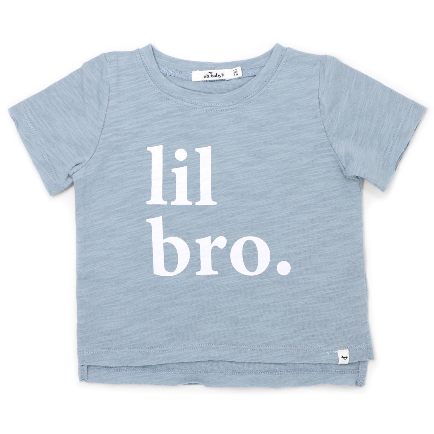 "lil bro." Cotton Slub Raw Edge Tee white ink