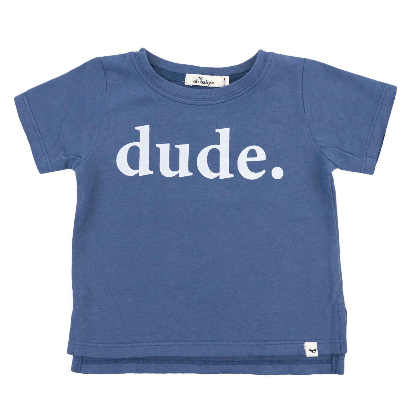 "dude" White Ink Raw Edge Tee