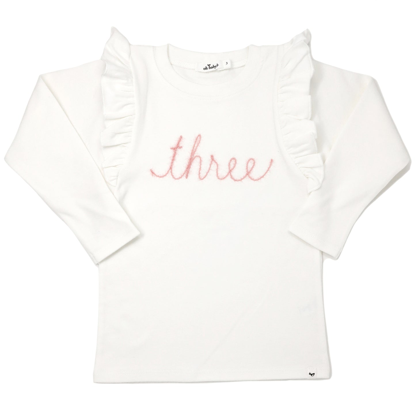 "three" Pink Eyelash Millie LS Tee