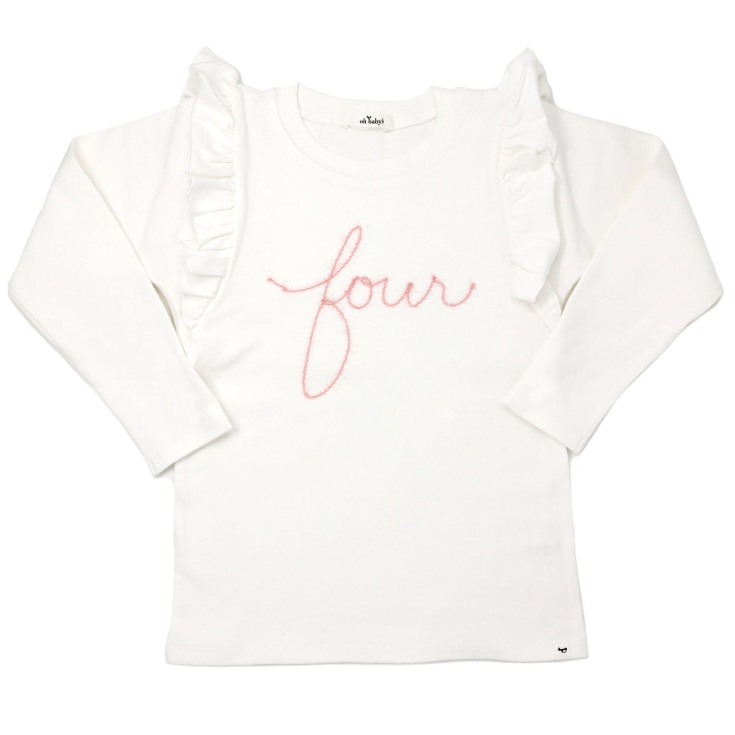 "four" Pink Eyelash Millie LS Tee