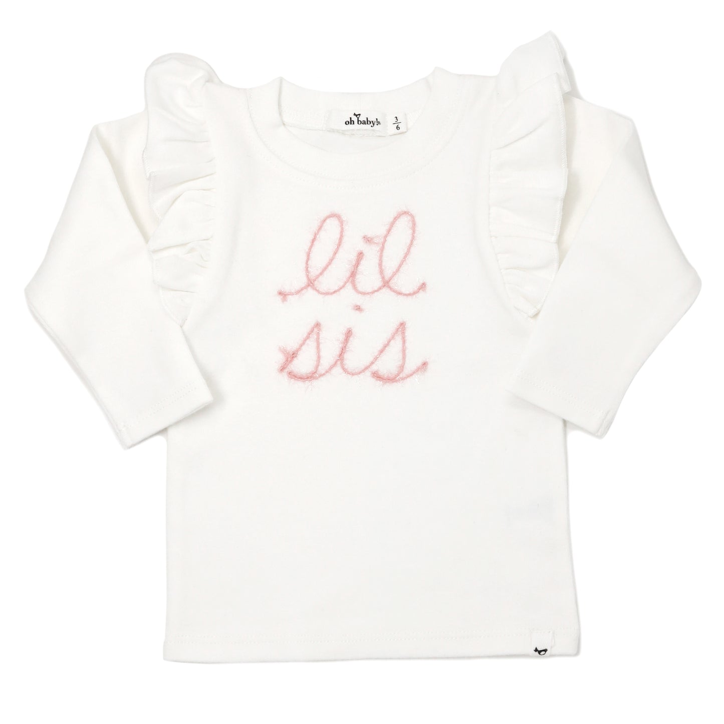 "lil sis" Pink Eyelash Millie LS Tee