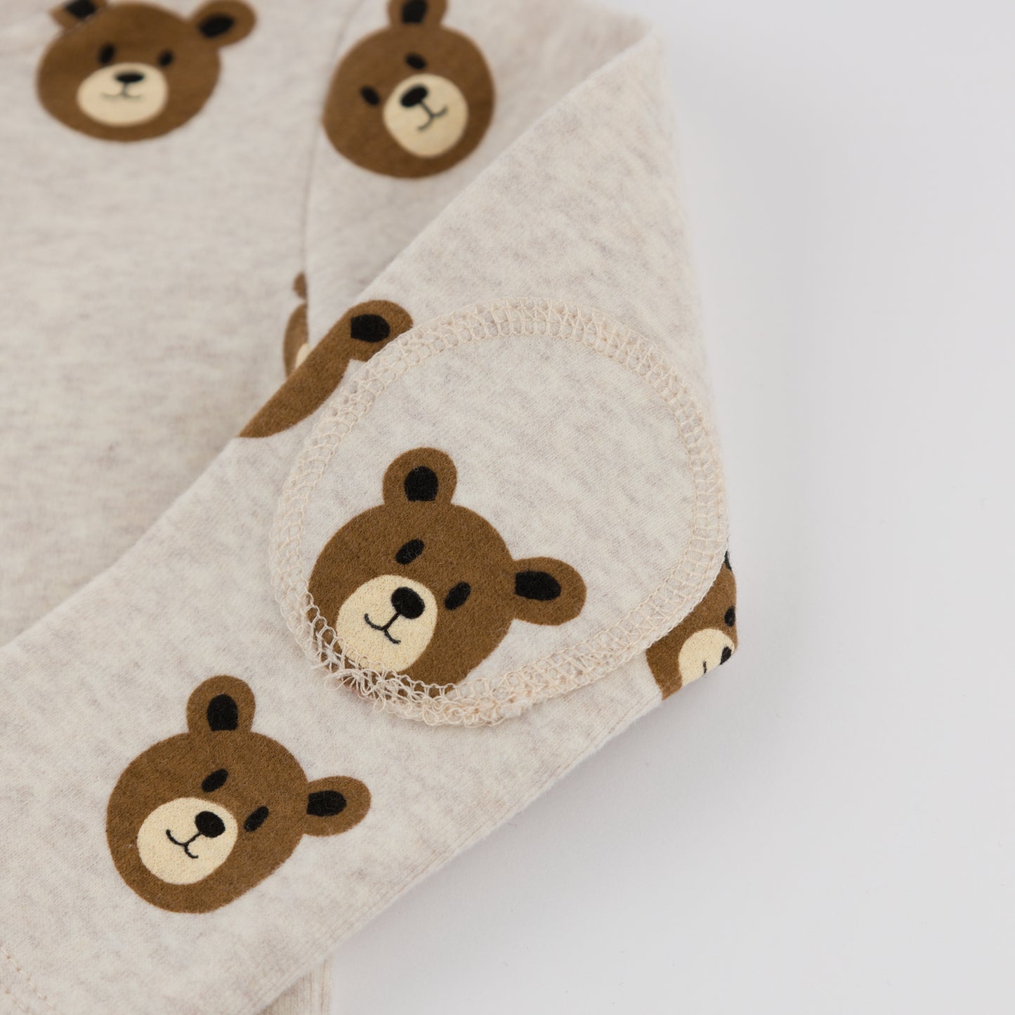 Teddy Bear Face Print Elbow Patch Henley