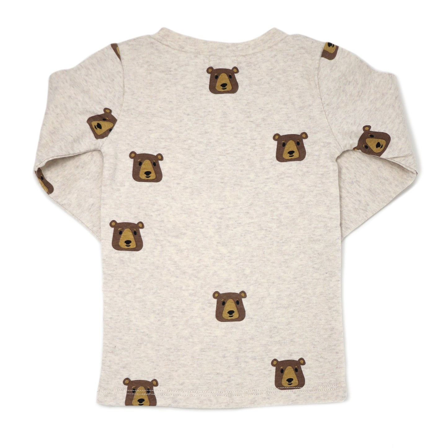 Brown Bear Faces Print LS Henley Tee